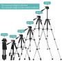 Torjim 60” Camera Tripod with Carry Bag, Lightweight Travel Aluminum Professional Tripod Stand (5kg/11lb Load) with Bluetooth Remote for DSLR SLR Cameras Compatible with iPhone & Android Phone-Silver