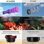 Phone Camera Lens, AOMAIS Pro Camera Lens Kit Compatible with iPhone/Samsung/Google Pixel etc, Macro and Wide Angle Lens with LED Light, Quick-Release Lanyard & Travel Case