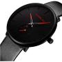 Mens Watches Ultra-Thin Minimalist Waterproof-Fashion Wrist Watch for Men Unisex Dress with Leather Band