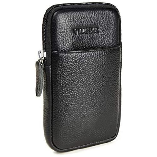 VIIGER Vertical Leather Cell Phone Pouch iPhone 11 Pro Max Belt Case Smartphone Holster Belt Loop Pouch Bag Phone Belt Holder iPhone Xs Max Holster Case w Belt Clip for iPhone 7 Plus 8 Plus 6s Plus XR