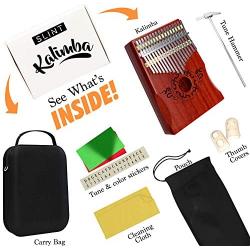 Kalimba Thumb Piano - 17 Keys Portable Thumb Piano, Perfect Gift for Kids and Adult Beginners, Finger Piano Made with African Wood, with Study Instruction, Tune Hammer and Durable Carrying Case