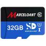 TF Card 32GB, Marceloant Memory Cards Class 10 TF Card with Adapter, High Speed Memory Card for Phone Camera Computer, Black/Blue, Standard Packaging