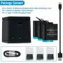 COOLSHOW Hero 8 Battery 1220mAh (3 Packs) and Triple Charger for GoPro HERO8 Black,GoPro HERO7 Black,GoPro HERO6 Black,GoPro HERO5 Black,GoPro HERO8/7/6/5,GoPro Hero(2018)