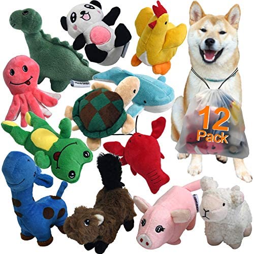 LEGEND SANDY Squeaky Plush Dog Toy Pack for Puppy, Small Stuffed Puppy Chew Toys 12 Dog Toys Bulk with Squeakers, Cute Soft Pet Toy for Small Medium Size Dogs