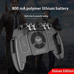 M11 New Upgrade Pubg Mobile Game Controller with Cooling Fan Compatiple for PUBG/Fotnite [6 Finger Operation] L1R1 Mobile Game Trigger Joystick for 4-6.5" Phone