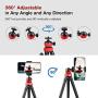 YAKAON Phone Tripod, Flexible Cell Phone Stand Portable Adjustable Holder with Wireless Remote and Universal Clip 360°Ball Joint Compatible with iPhone/Android/DSLR/GoPro Camera