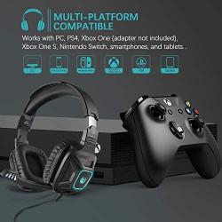 Gaming Headset for Xbox One & PS4, AIMASON Noise Cancelling Over Ear Headphone w/Crystal Stereo Bass Surround Sound & Soft Memory Earmuffs, Headset for Games/Nintendo Switch/PC/Mac/Laptop