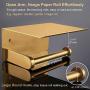 APLusee Toilet Paper Holder with Phone Shelf Brushed Gold, SUS 304 Stainless Steel Contemporary Tissue Roll Organizer Phone Storage Bathroom Accessories