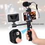 Viewflex Phone Video Kit VF-H6 Smartphone Video Rig with Recording Microphone and LED Light, Handheld Grip for iPhone 11 X max 7 8 Plus 6s Android Cellphone,Perfect Volgging Kit
