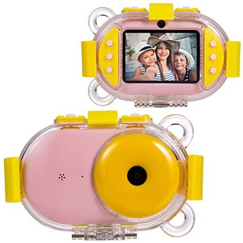 Abdtech Gift Underwater Kids Camera Toy for Kids, Kid Waterproof Digital Camera for 3-8 Year Old Girls, Shockproof Rechargeable Mini Cam with 16GB Memory Card for Outdoor Play (Pink)