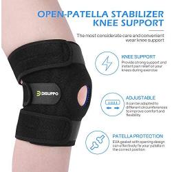 DISUPPO Knee Brace for Women Men, Knee Support Open-Patella Stabilizer Anti Slip with Spring Breathable for Running Crossfit Weight Lifting Football Basketball