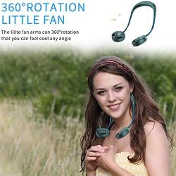 Camping Hanging Neck Fans USB Rechargeable 2000mAh Hands-Free Mini Fan, Pocket Fan, Travel Fan, Earphone Design Wearable Necklance Fan 3 Level Air Flow Headphone Design Cooling Head Fan (Blue)