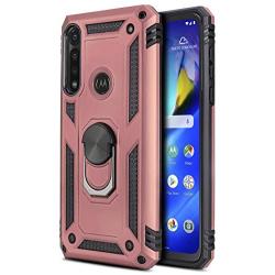 CasemartUSA Phone Case for [Motorola Moto G Power (XT2041)], [Ring Series][Rose Gold] Full Rotating Metal Ring Cover with Kickstand (Tracfone, Straight Talk, Simple Mobile, Consumer Cellular)