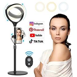 8" Selfie Ring Light with Stand & Cell Phone Holder LED Ringlight for Live Stream/Makeup/YouTube Video/Selfie/Vlog, Compatible with iPhone Xs Max XR Android