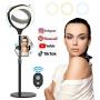 8" Selfie Ring Light with Stand & Cell Phone Holder LED Ringlight for Live Stream/Makeup/YouTube Video/Selfie/Vlog, Compatible with iPhone Xs Max XR Android