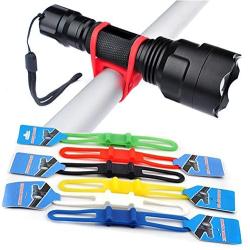 Flashlight Bike Mount Silicone Strap Rubber Tie Down Straps Bicycle Silicone Band Flashlight Helmet Light Mount Phone Strap Tie Ribbon Mount Holder Torch Light Water Bottle Holder 5 Pack Random Color