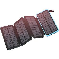 Solar Charger 25000mAh, FEELLE Portable Solar Power Bank Dual USB Ports Waterproof External Battery with LED Flashlight for Smartphones, Tablets and More