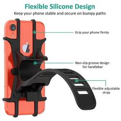 Bovon Bike Phone Mount, Universal Adjustable Silicone Bicycle Phone Holder for Cycling GPS/Map/Time/Music, Compatible with iPhone 11 Pro Max/XS/XR/8/8 Plus, Samsung Galaxy S10/Note 10(Updated Version)