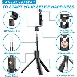 ORIbox Selfie Stick Tripod with Removable Wireless Bluetooth Remote Shutter Compatible,Compatible with iPhone and Android Phone (Phone Selfie Stick)