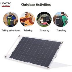 Lixada Solar Panel Charger USB Port Portable High Power Paper Shaped Monocrystalline Silicon for Cell Phone Camping