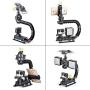 Zeadio Handheld Stabilizer Upgrade Version Combo, with Metal Triple Hot-Shoe+360° Swivel Adapter+Quick Release Buckle Plate+Smartphone Holder Clip+Three-Dimensional Level+1/4 bi-Directional Screw