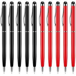 Stylus Pens for Touch Screens,UROPHYLLA 10pcs Universal 2 in 1 Capacitive Stylus Ballpoint Pen for iPad,iPhone,Samsung,HTC,Kindle,Tablet,All Capacitive Touch Screen Device -Black+Red