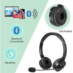 Bluetooth Headphones with Microphone LUXMO Wireless Bluetooth Headset [Noise Cancelling & Listen to Music] with Mic Car Phone Headset for iPhone Android Cellphone Office Call Center Skype Truck Driver