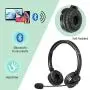 Bluetooth Headphones with Microphone LUXMO Wireless Bluetooth Headset [Noise Cancelling & Listen to Music] with Mic Car Phone Headset for iPhone Android Cellphone Office Call Center Skype Truck Driver
