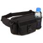WOTOW Multi Functional Waist Pack, Military Single Shoulder Hip Belt Bag Fanny Packs Water Resistant Waist Bag Pouch Hiking Climbing Outdoor Bumbag with Water Bottle Pocket Holder (Black)