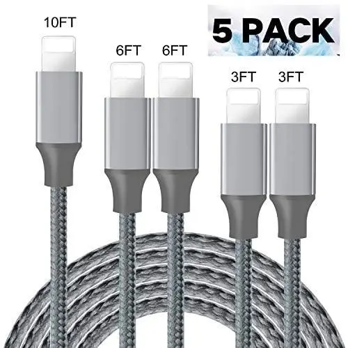 iPhone Charger,Live2Pedal Lightning Cable 3/3/6/6/10FT 5Pack Nylon Braided USB Charging Cable High Speed Data Sync Transfer Cord Compatible with iPhone 11/11 Pro Max/XS MAX/XR/XS/X/8/7/Plus/6S/iPad iPhone Charger,Live2Pedal Lightning Cable 3/3/6/6/10FT 5Pack Nylon Braided USB Charging Cable High Speed Data Sync Transfer Cord Compatible with iPhone 11/11 Pro Max/XS MAX/XR/XS/X/8/7/Plus/6S/iPad