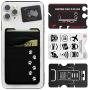 Double Pocket - Adhesive Card Holder - Cell Phone Pouch - Stick on Lycra Pocket - Carry Credit Cards and Cash (Black - CAT PAW)