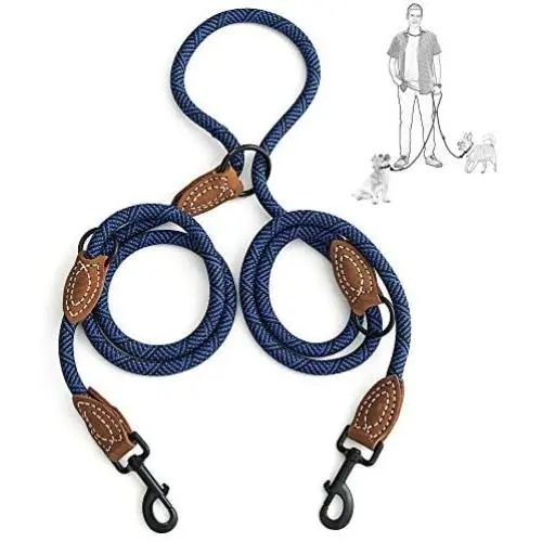 Mile High Life | Double Dogs Leash | Dog Slip Rope Lead | Dual Configuration | Mountain Climbing Rope 8FT with Heavy Duty Metal Sturdy Clasp (Multi- Colors) Mile High Life | Double Dogs Leash | Dog Slip Rope Lead | Dual Configuration | Mountain Climbing Rope 8FT with Heavy Duty Metal Sturdy Clasp (Multi- Colors)