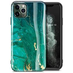 GVIEWIN Marble iPhone 11 Pro Case, Ultra Slim Thin Glossy Soft TPU Rubber Gel Phone Case Cover Compatible iPhone 11 Pro 5.8 Inch 2019 Release (Green/Gold)