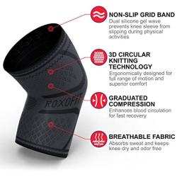 Knee Compression Support Sleeve for Arthritis Pain Meniscus Tear Running Men Women - Patella Stabilizer Brace (Black - Grey, Medium)