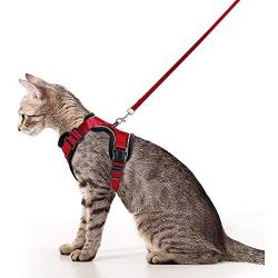 rabbitgoo Cat Harness and Leash for Walking, Escape Proof Soft Adjustable Vest Harnesses for Medium Large Cats, Easy Control Breathable Pet Safety Jacket with Reflective Strips & 1 Metal Leash Ring