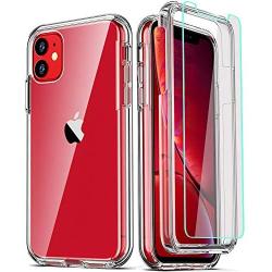 COOLQO Compatible for iPhone 11 Case, with [2 x Tempered Glass Screen Protector] Clear 360 Full Body Coverage Hard PC+Soft Silicone TPU 3in1 [Military Protective] Shockproof Phone Cover