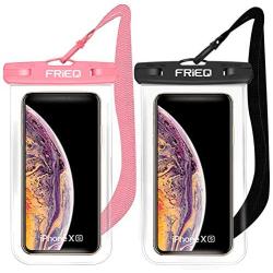 FRiEQ Waterproof Case 2 Pack for iPhone 11 / iPhone 11 Pro Max Xs Max XR XS X 8 7 6S Plus, Samsung Galaxy S10 S10e S9 S8 +/Note 9 8, Pixel 3 2 XL HTC LG Sony Moto up to 6.8" (Black and Pink)