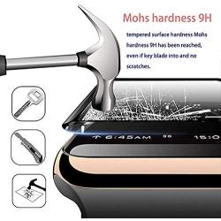 [3 Pack] Blechmeki Screen Protector Compatible for Apple Watch Series 3/2/1(42mm),3D Curved Edge Protective 3D Anti-Scratch Anti-Bubble with Black Edge Tempered Glass Screen Protector for iWatch 42mm