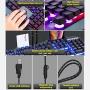 3-color optional keyboard, RGB LED backlight mechanical gaming keyboard, with mobile phone holder, suitable for industrial, office, (Black)