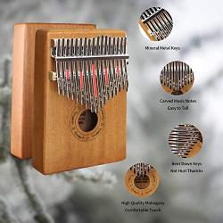 Kalimba, Finger Piano17 key Thumb Piano Mbira Mahogany Wood Kalimba Beginner Music Instrument with Tuning Hammer/Bag/Pickup/Key Stickers