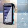 Solar Charger 20000mAh YOESOID Portable Outdoor Waterproof Solar Power Bank Camping External Battery Packs with Dual USB Output 2 Led Light Flashlight Compatible Most Smart Phones and Tablets