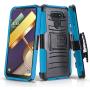 CasemartUSA Phone Case for [LG Premier Pro Plus (L455DL)], [Refined Series][Sky Blue] Cover with Kickstand & Holster for LG Premier Pro Plus (Tracfone, Simple Mobile, Straight Talk, Total Wireless)