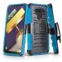 CasemartUSA Phone Case for [LG Premier Pro Plus (L455DL)], [Refined Series][Sky Blue] Cover with Kickstand & Holster for LG Premier Pro Plus (Tracfone, Simple Mobile, Straight Talk, Total Wireless)