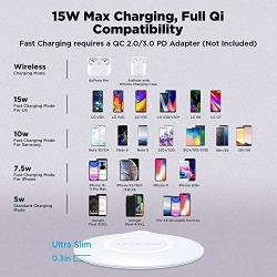 LETSCOM Ultra Slim Wireless Charger,Qi-Certified 15W Max Fast Wireless Charging Pad,Compatible with iPhone 11/11 Pro Max/XS Max/XR/XS/X/8/8+,Galaxy Note 10/Note 10+/S10/S10+/S10E (No AC Adapter)