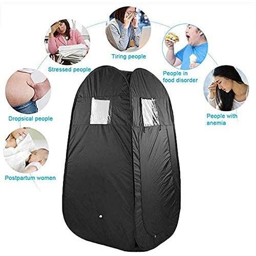 Portable Home Sauna Tent, Pop Up Privacy Dressing Changing Room for Camping Biking Toilet Shower Beach Outdoor Without Steamer- Black