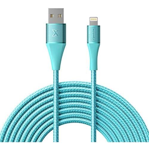 Xcentz iPhone Charger 10ft, Apple MFi Certified Lightning Cable, Braided Nylon High-Speed iPhone Cable with Premium Metal Connector for iPhone 11/X/XS/XR/XS Max/8/7/6/5S/SE, iPad Pro/Mini/Air, Blue