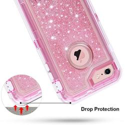 Anuck iPhone 6S Case, iPhone 6 Case, 3 in 1 Hybrid Heavy Duty Defender Case Sparkly Floating Liquid Glitter Protective Hard Shell Shockproof TPU Cover for Apple iPhone 6 /iPhone 6S 4.7" - Pink
