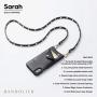 Bandolier Sarah Crossbody Phone Case and Wallet - Black Leather with Gold Detail - Compatible with iPhone 8 Plus, 7 Plus, 6 Plus, 6s Plus Only
