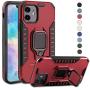 PUNYTONCY Protective iPhone 11 Case, Military Grade Magnetic Case Designed for iPhone 11 2019, Drop Tested Anti-Scratch Shockproof Waterproof Cover with Ring Car Mount Kickstand (Red 6.1 Inch)