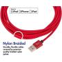vCharged Red 12 FT Longest Lightning Cable | MFi Certified | Nylon Braided Compatible with New iPhone, AirPods & iPad